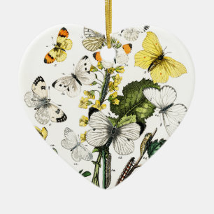 Vintage europäische Schmetterlinge Keramik Ornament
