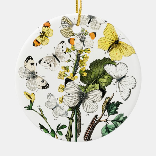 Vintage europäische Schmetterlinge Keramik Ornament (Vorne)