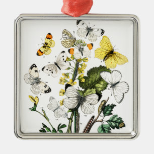 Vintage europäische Schmetterlinge Ornament Aus Metall