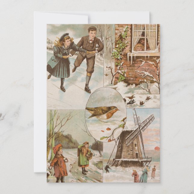 Vintage Europäische Weihnachtskarte Pearimmer (Vorderseite)