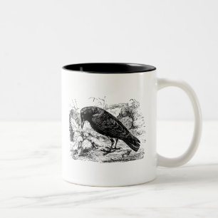 Vintage europäischer Aaskrähe Vogel Krähen Vögel Zweifarbige Tasse
