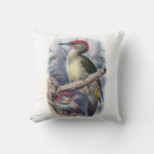 Vintage Europäischer Grünspecht Vogel Kissen