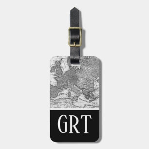 Vintage Europaparte, antike Schwarz-Weiß-Karte Gepäckanhänger