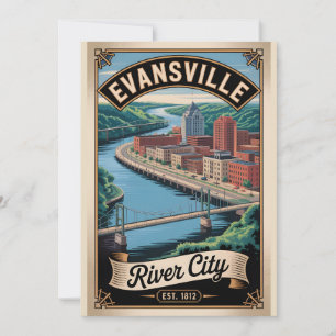 Vintage Evansville Indiana Retro-Reiseziel Feiertagskarte