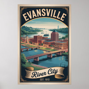 Vintage Evansville Indiana Retro-Reiseziel Poster