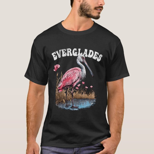 Vintage Everglades Nationalpark Roseate Spoonbill T-Shirt (Vorderseite)