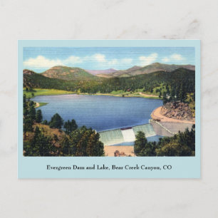 Vintage Evergreen-Staudamm und -See, Bear Creek Ca Postkarte