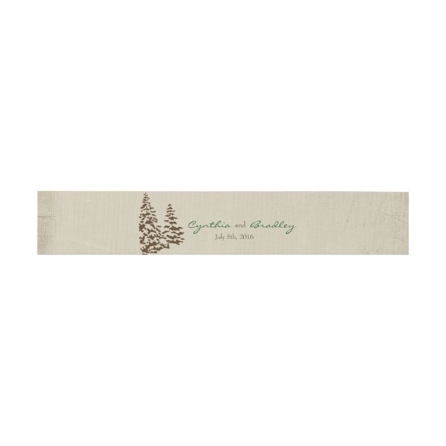 Vintage Evergreen Wedding Einladungsbanderole (Flach)