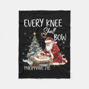 Vintage Every Knee Shall Bow Santa Clause Religiös Fleecedecke