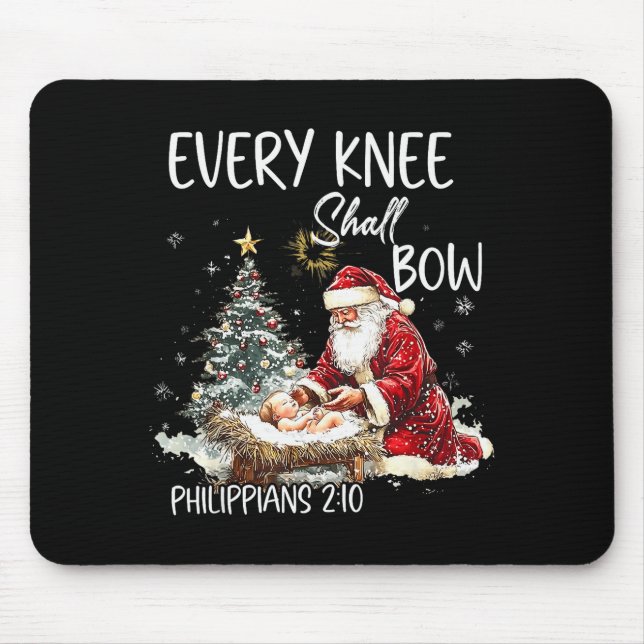 Vintage Every Knee Shall Bow Weihnachtsmann religi Mousepad (Vorne)