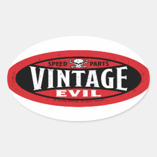 Vintage Evil 001A Ovaler Aufkleber