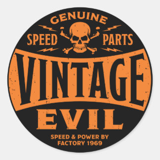 Vintage Evil 002B Runder Aufkleber