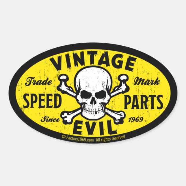 Vintage Evil 007A Ovaler Aufkleber (Vorderseite)