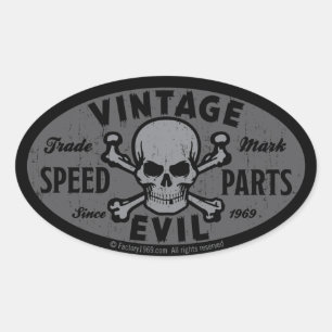 Vintage Evil 007B Ovaler Aufkleber