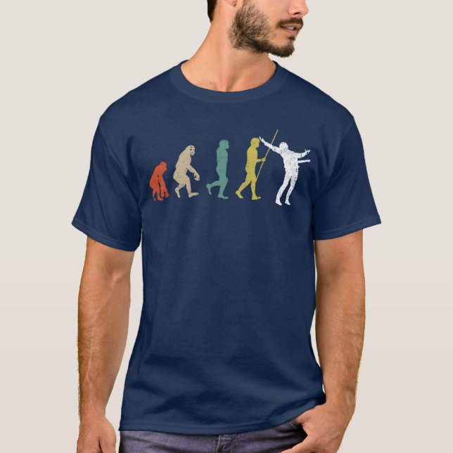 Vintage-Evolution-Gitarrespieler Retro T-Shirt (Vorderseite)