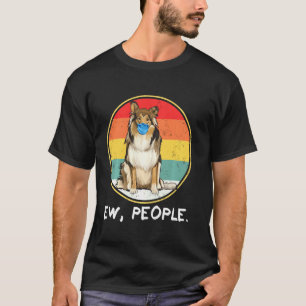 Vintage Ew People Collie Hunde tragen Gesichtsmask T-Shirt