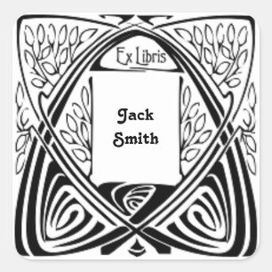 Vintage Ex Libris Design Custom Bookplate Labels Quadratischer Aufkleber