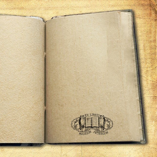 Vintage Ex Libris Owls, Buch Gummistempel (Von Creator hochgeladen)