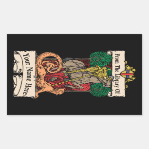 Vintage Ex Libris Ritter- und Drachen-Etikettvorla Rechteckiger Aufkleber
