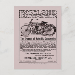 Vintage-Excelsior-Auto-Cycle-Werbung Postkarte