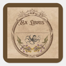 Vintage-Exlibris mit Oktopus