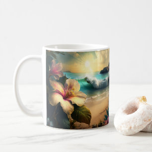 Vintage Exotische Hawaiianische Blumen Kaffeetasse