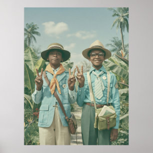 Vintage Explorer Kinder im tropischen Garten Poster