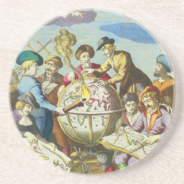 Vintage Explorer mit antiker Globe-Karte, 1542 Getränkeuntersetzer