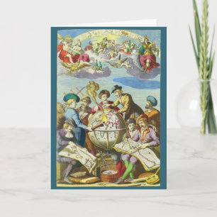 Vintage Explorer mit antiker Globe-Karte, 1542 Karte