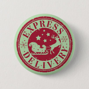Vintage-Expresslieferung vom Weihnachtsmann Button