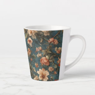 Vintage exquisite weiße und üppige korallenrote Bl Milchtasse