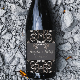 Vintage Extravagante Bronze Barock Hochzeit Weinetikett