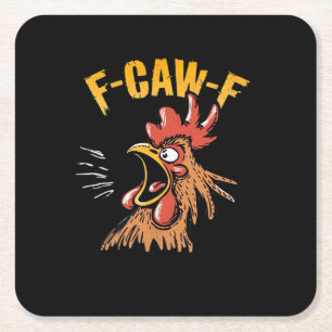 Vintage F-Caw-F Huhn F-Caw-F Lustiges Huhn Roos Rechteckiger Pappuntersetzer