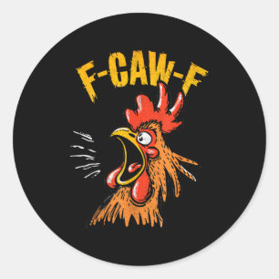 Vintage F-caw-f Huhn F-caw-f Lustiges Huhn Roos Runder Aufkleber