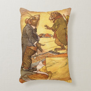 Vintage Fabel von Äsop, Landmaus, Stadtmaus Dekokissen