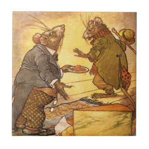 Vintage Fabel von Äsop, Landmaus, Stadtmaus Fliese