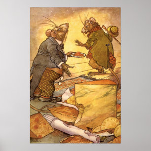 Vintage Fabel von Äsop, Landmaus, Stadtmaus Poster