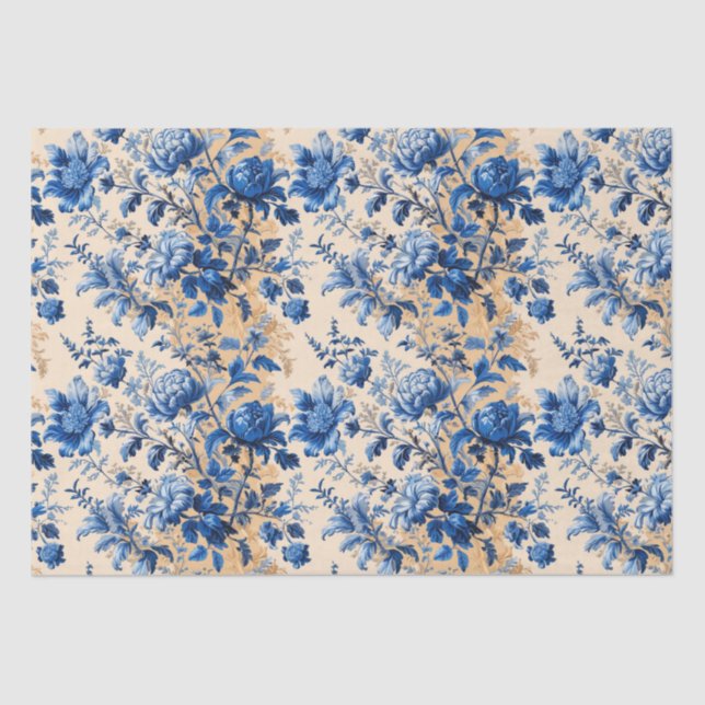 Vintage Fabric France Blumen | Dein Name Seidenpapier (Vorderseite)