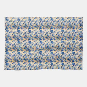 Vintage Fabric Toile de Jouy France Blauer Blumen Geschirrtuch