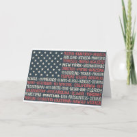 Vintage Fade American Flag Staat Namens Words Art