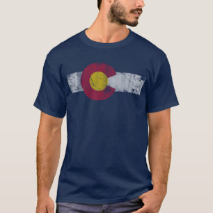 Vintage-Fade-Staatsflagge des farbenfrohen Colorad T-Shirt