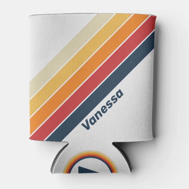 Vintage Faded Rainbow Stripes with Name Dosenkühler (Vorderseite)