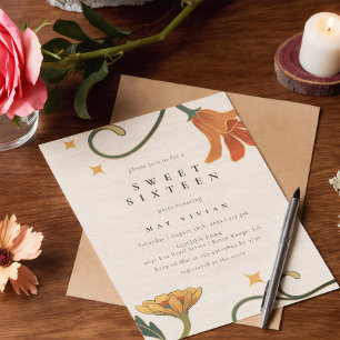 Vintage Faecore große florale Sweet Sixteen Einladung