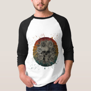 VINTAGE FÄHIGKEIT UND BLUME SCHWARZ UND WEISS T-Shirt