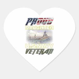 Vintage Fahne American Proud Daughter U.S. Navy Ve Herz-Aufkleber