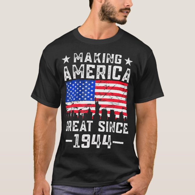 Vintage Fahne Amerikas seit 1944 T-Shirt (Vorderseite)