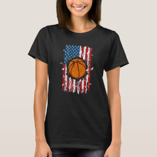 Vintage Fahne Basketball Patriotic Us Flag T-Shirt