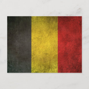 Vintage-Fahne Belgiens mit Gebrauchsspuren Postkarte
