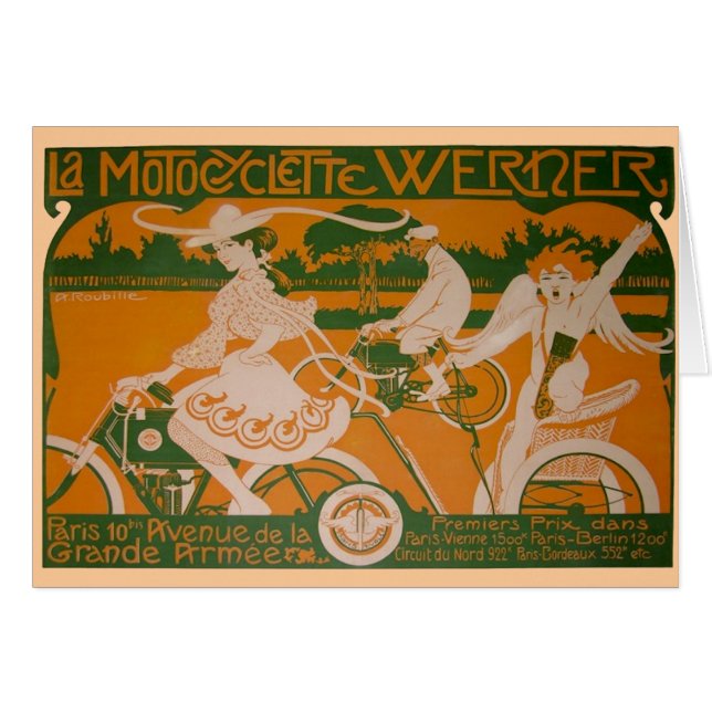 Vintage Fahrerfrau mit Cupid (Vorderseite (Horizontal))