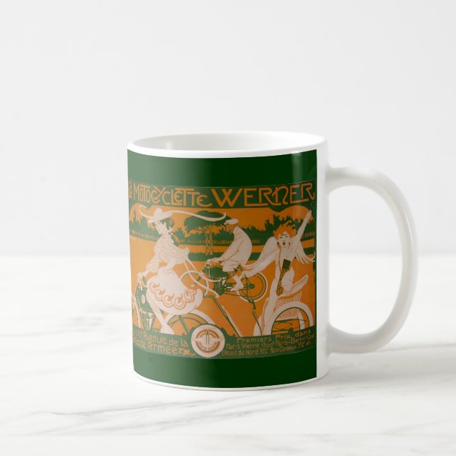 Vintage Fahrerfrau mit Cupid Kaffeetasse (Rechts)